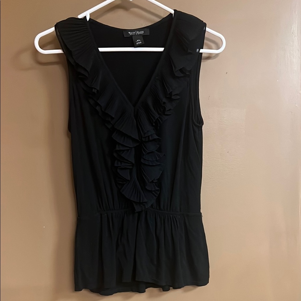 Black Ruffled Sleeveless tank
